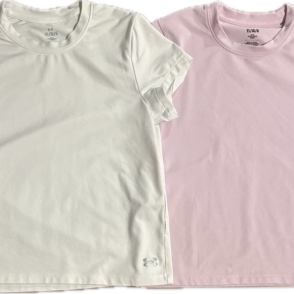Under Armour Other - Under Armour Kids' Cream and light purple Short Sleeve Tees